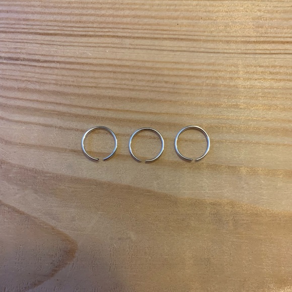 Jewelry - Set of 3 Sterling silver 22g 6mm cartilage hoops